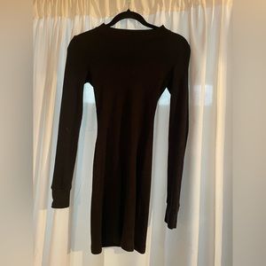TNA long sleeve, black dress with waffle material